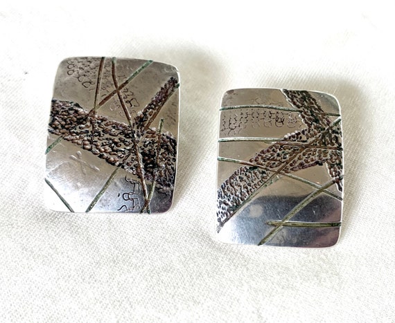 Textured Rectangle Post Earrings Abstract Southwe… - image 6