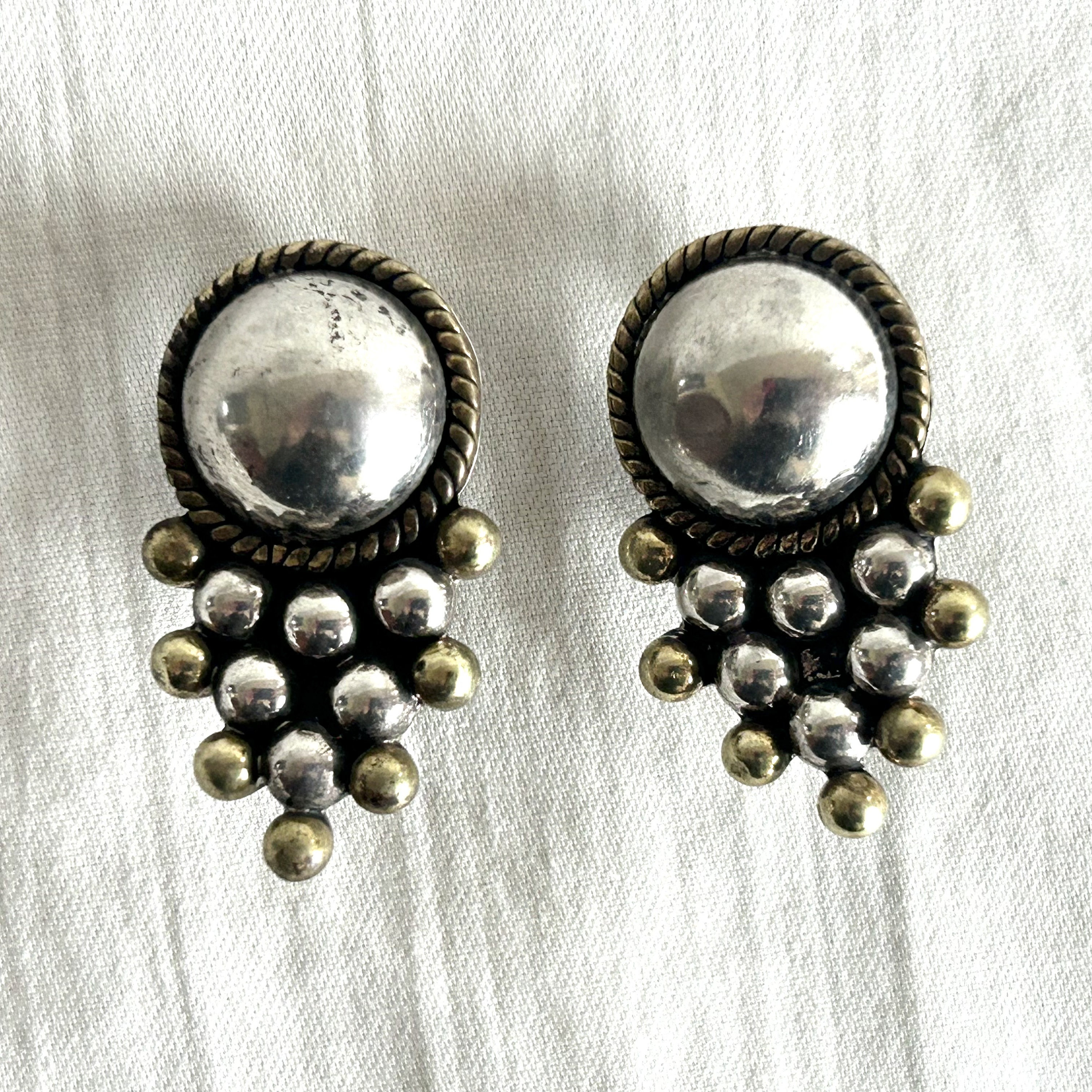 Vintage Sterling Silver Clip Earrings 925 Taxco Mexico TM