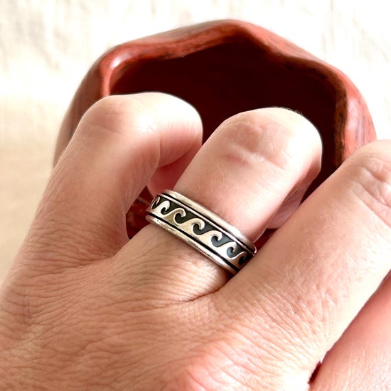Mexican Spinner Ring Vintage Sterling Silver Size 7 1/2 Fidget