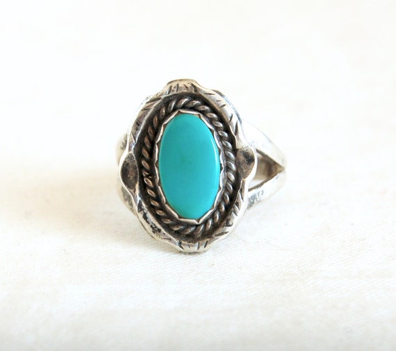 Turquoise Western Ring Size 6 .75 Southwestern Blu
