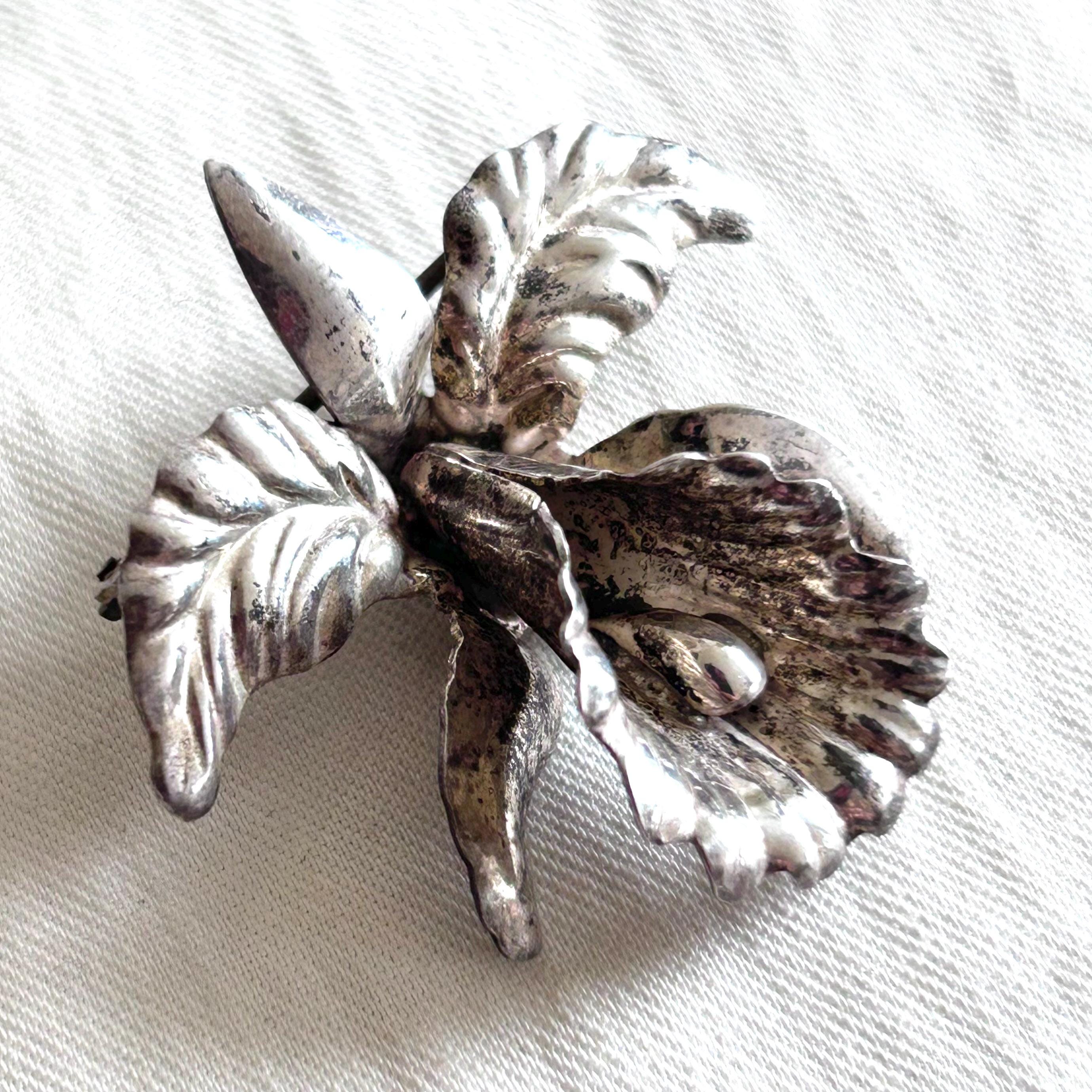 Sterling Iris Brooch - Etsy