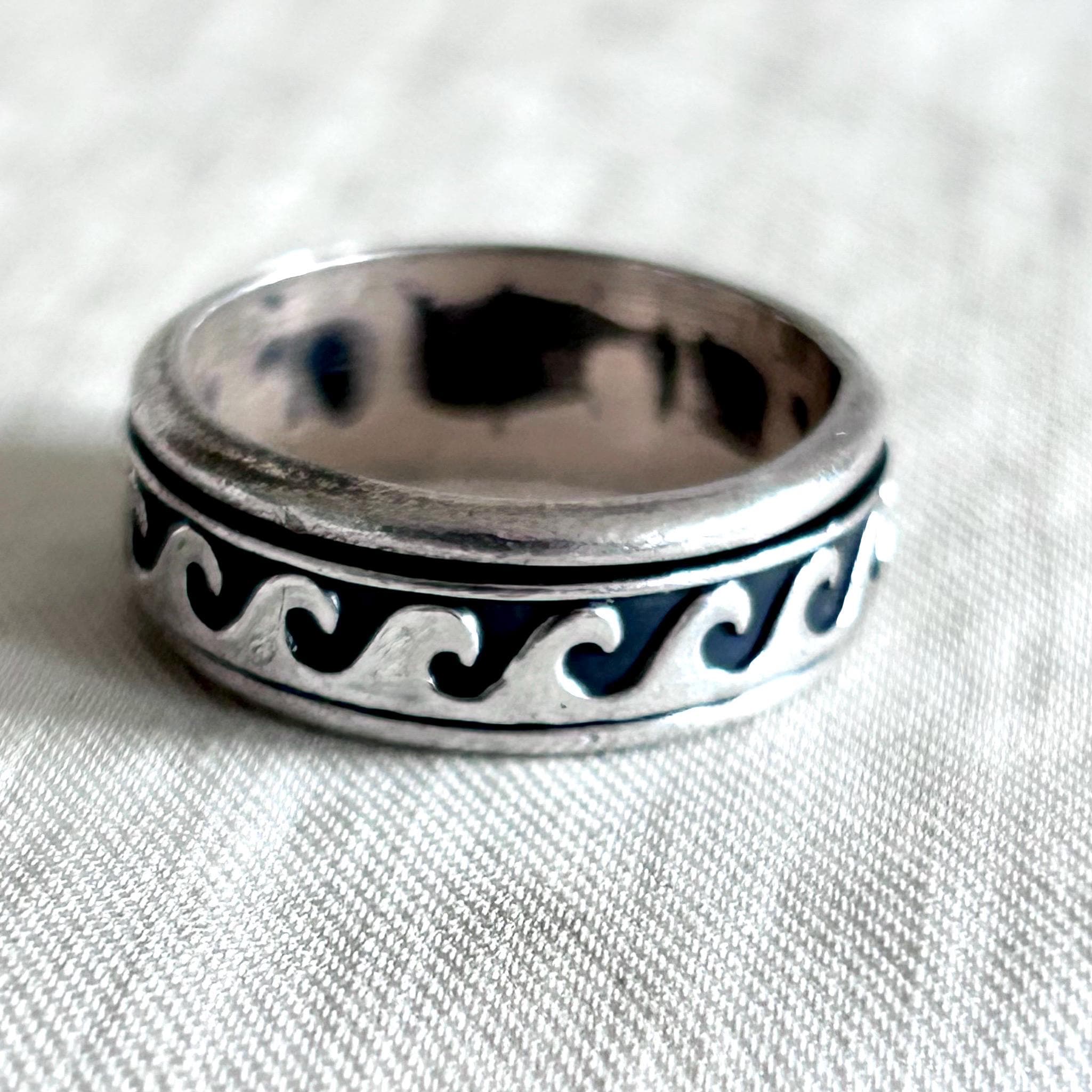 Mexican Spinner Ring Vintage Sterling Silver Size 7 1/2 Fidget