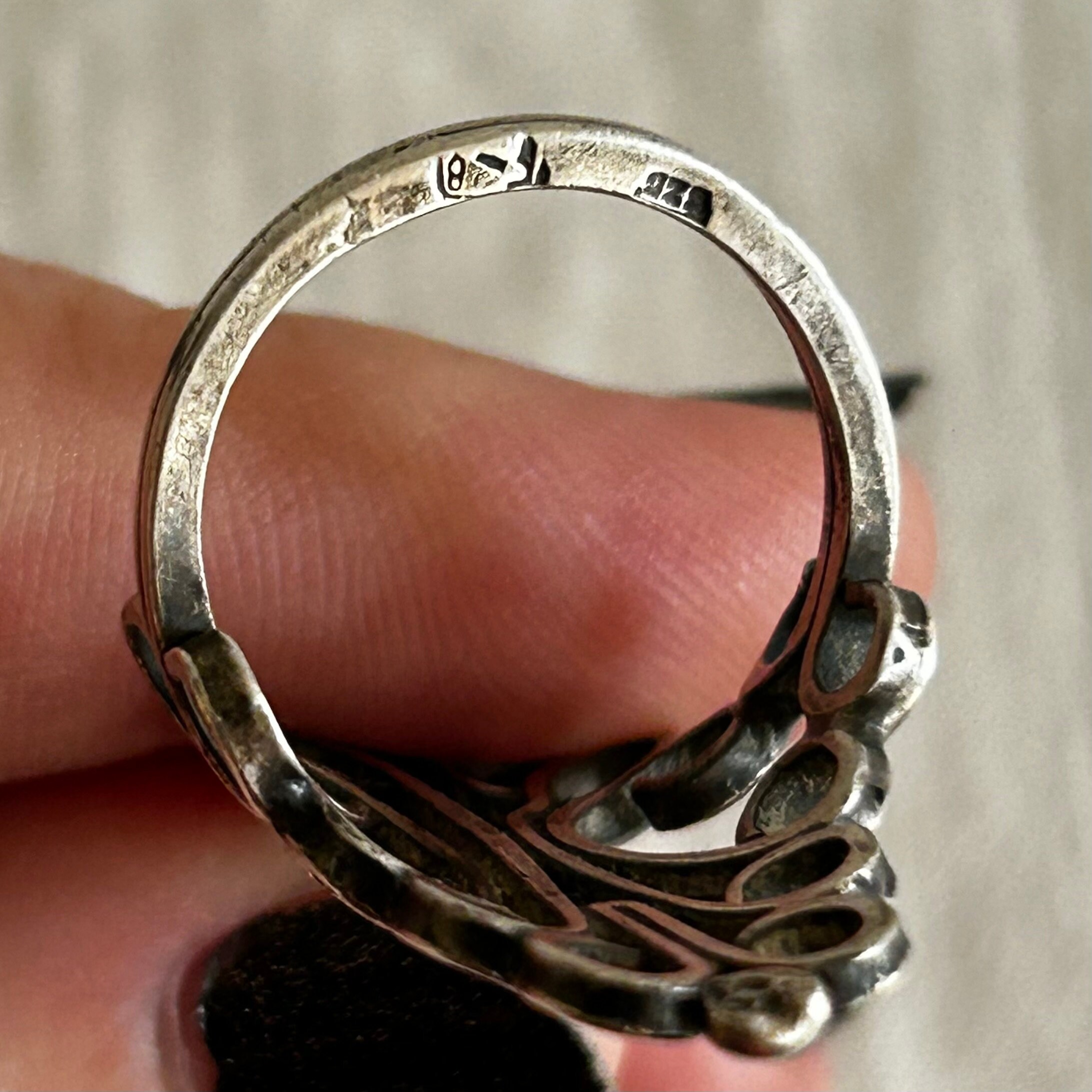 Vintage Antique Sterling Silver Ring Mex 925 Carved