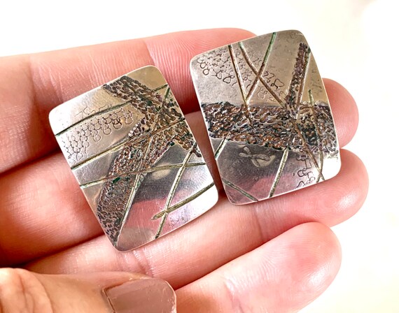 Textured Rectangle Post Earrings Abstract Southwe… - image 4