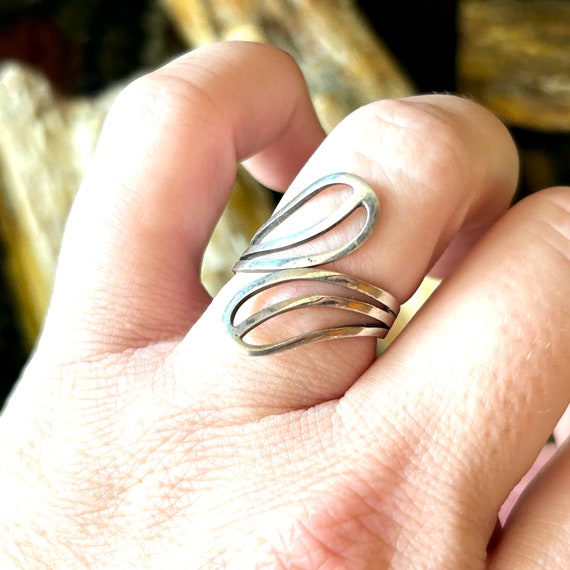 Vintage Taxco Sterling Silver Wrap Ring, Size 7.75 Modern Wire