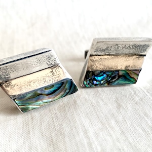 Modernist Mexican Cuff Links Taxco Silver Vintage Sterling Cufflinks Mens Suiting Modern Gift for Him Midcentury Mexico
