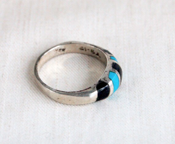 Silver Banded Howlite Stone Ring Size 7.25
