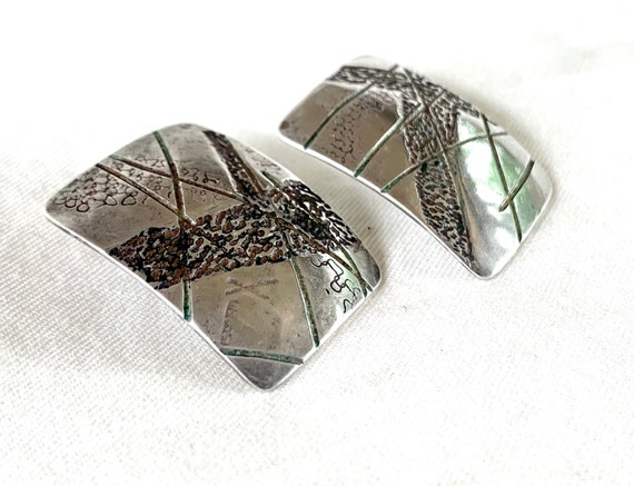 Textured Rectangle Post Earrings Abstract Southwe… - image 2