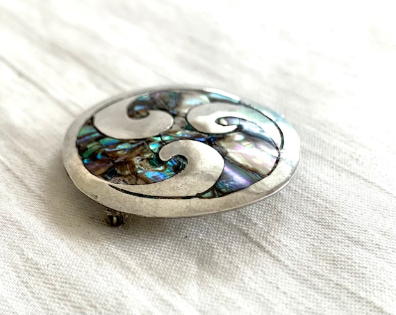 Mexican Brooch Pendant Sterling Silver Abalone Sw… - image 2