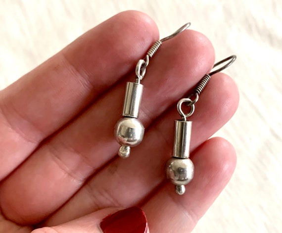 Mexican Ball Bead Earrings Sterling Silver Orb Cy… - image 4
