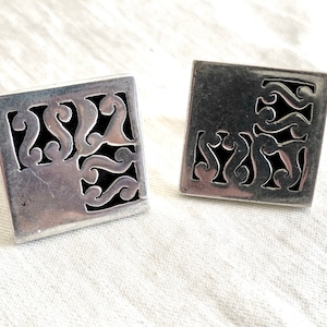 Boutons de manchette mexicains en argent sterling vintage Boutons de manchette vintage Accessoires pour costumes pour hommes Style rockabilly du sud-ouest Mariage Hecho au Mexique Hacienda