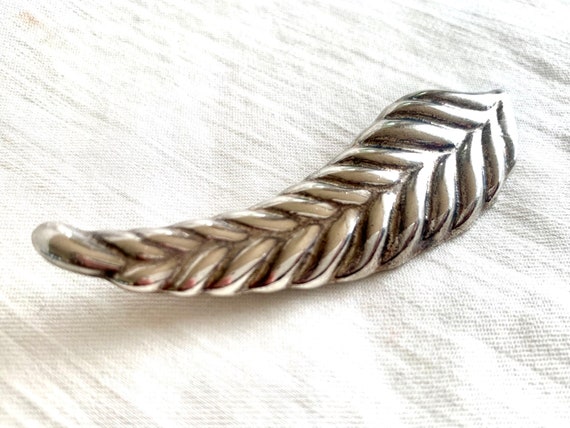 Leaf Brooch Pin Mexican Sterling Silver Feather Q… - image 1