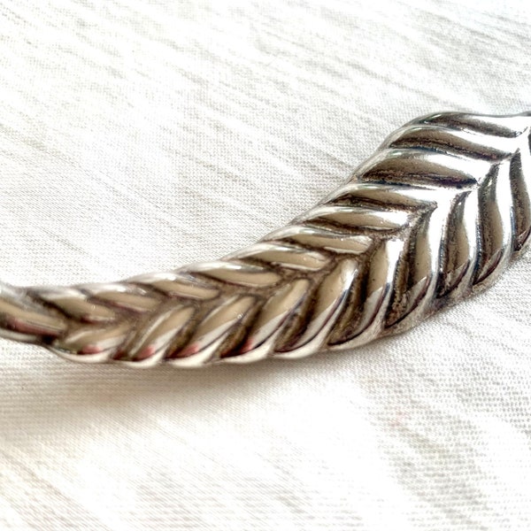 Leaf Brooch Pin Mexican Sterling Silver Feather Quill Vintage Old Taxco Mexico Jewelry for Lapel Sweater