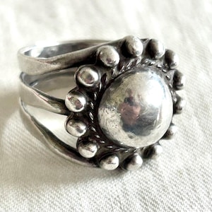 Southwest Dome Ring Size 7 Vintage Western Sterling Silver Chunky Orb