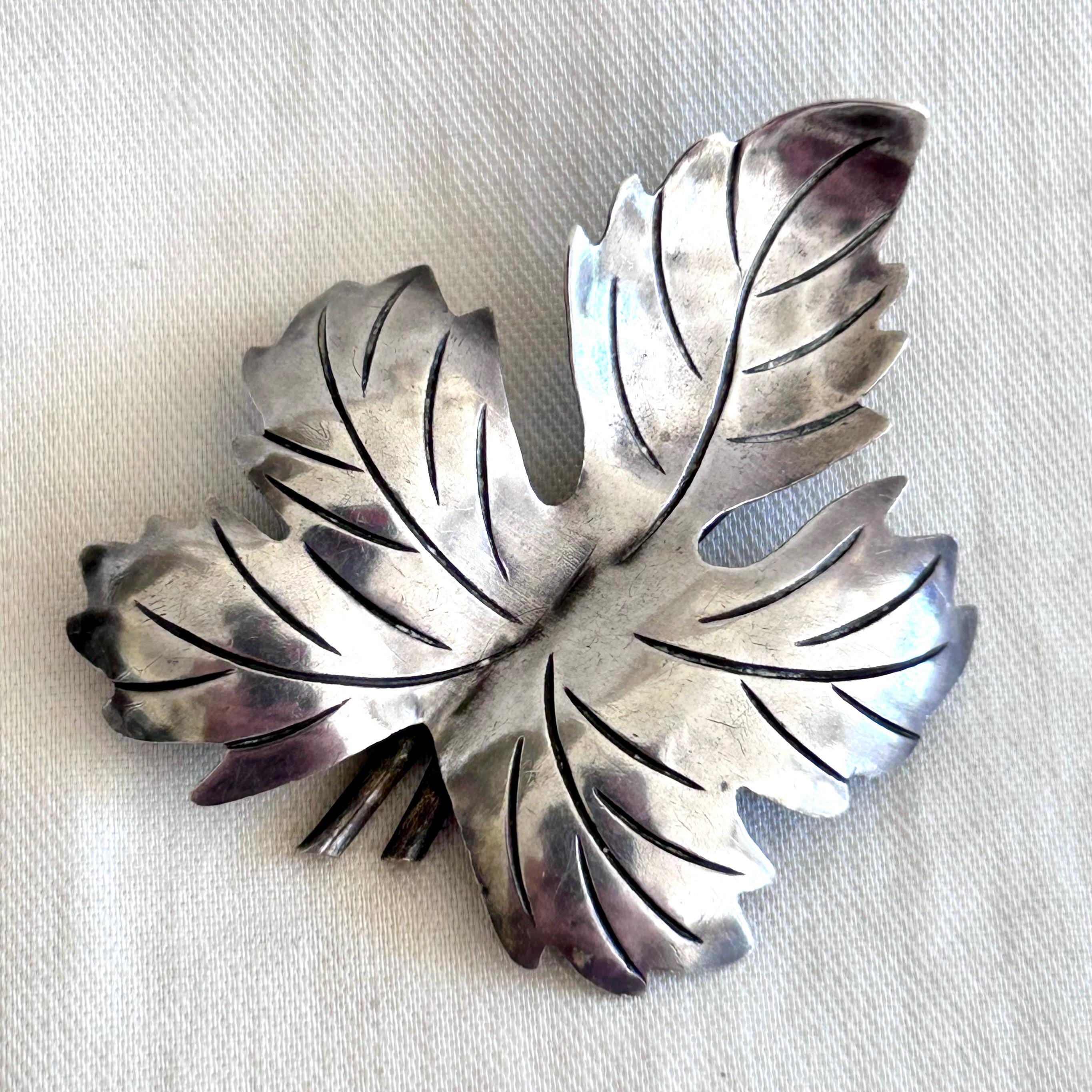 Vintage Sterling Silber Ahornblatt Pin Brosche - Ö Produktbild-Vorschau 2