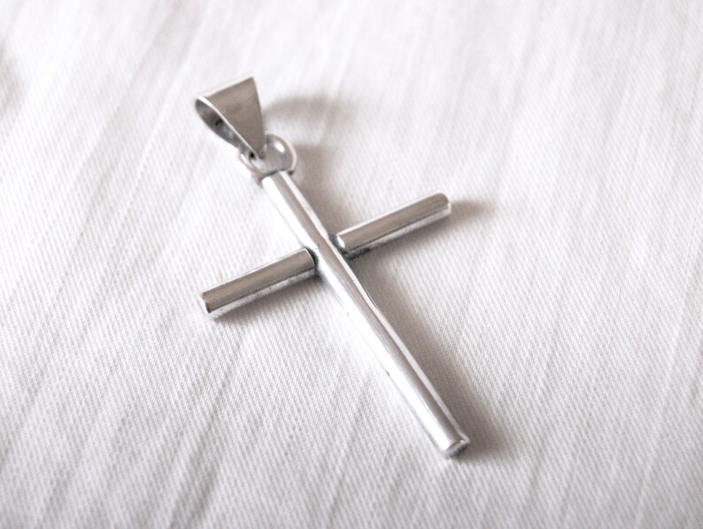 Mexican Cross Pendant Vintage Large Sterling Silver Cross Necklace Modern Taxco Mexico Minimalist Jewelry
