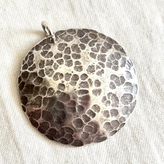 Handmade Moon Pendant Hammered Sterling Silver Di… - image 6