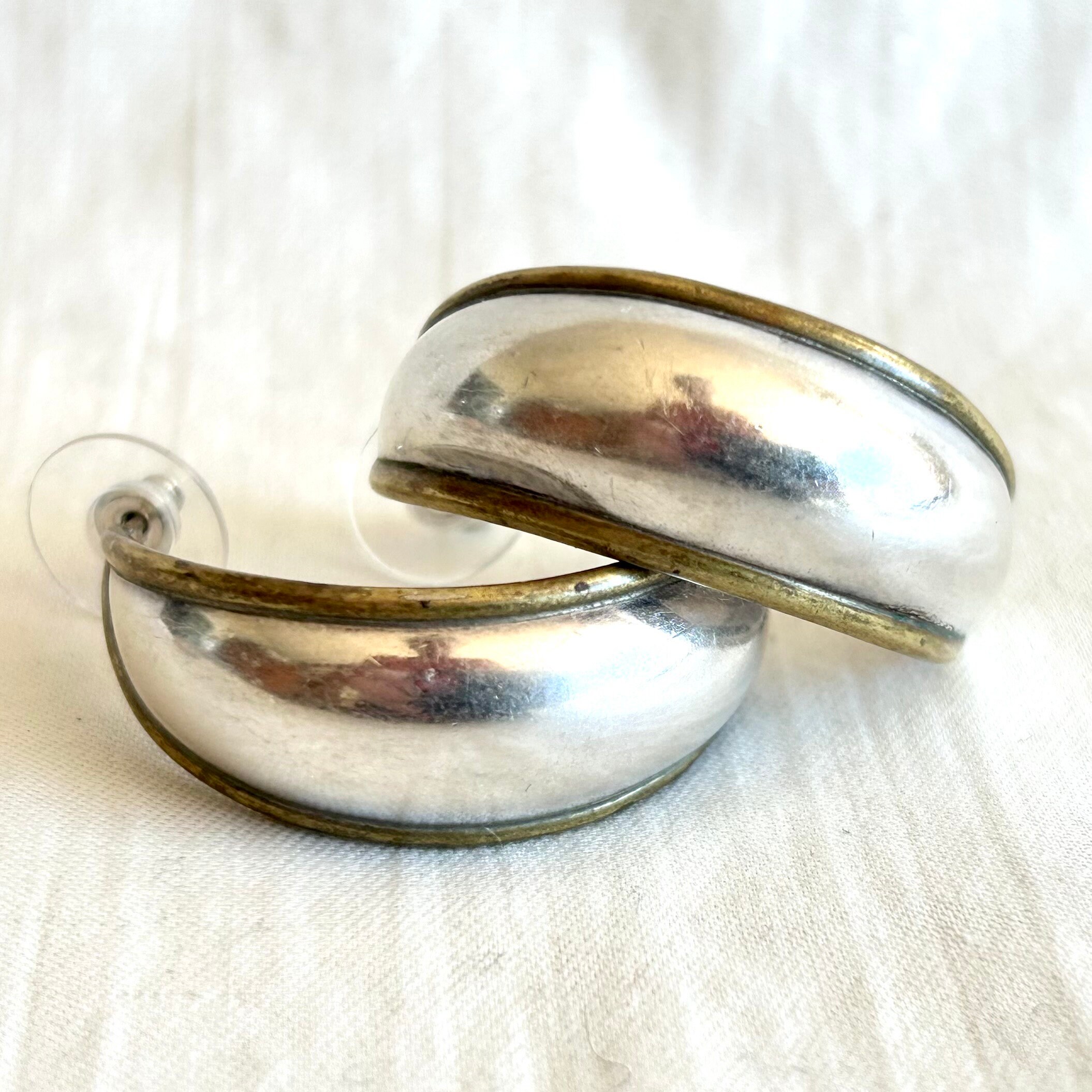 Orecchini A Mezzaluna In Argento 925 Con Filigrana E Finitura Vintage - A Cerchio Vuoto Per Donna - 2