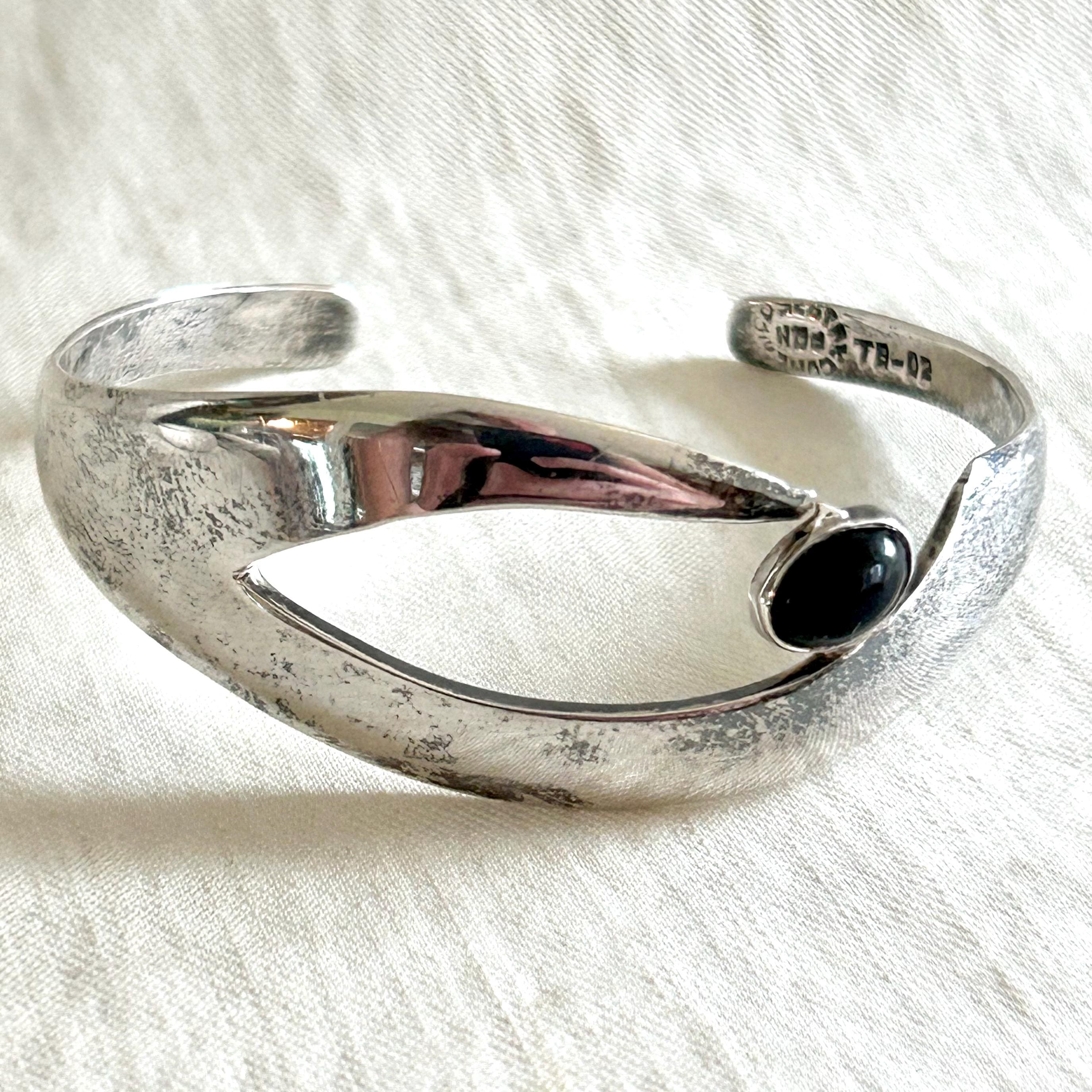 Silver Onyx Vintage Mexico Cuff Bracelets - Etsy
