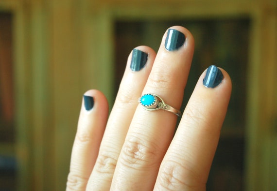 Turquoise Ring Size 6 .25 Vintage Southwestern Tr… - image 3