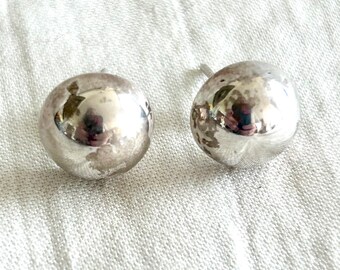 Sterling Silver Button Earrings Vintage Posts Studs Plain Dome Post Everyday Earrings