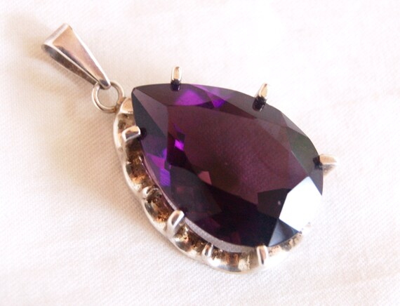 Vintage Mexican Sterling Silver and Amethyst Small Pendant  Charm