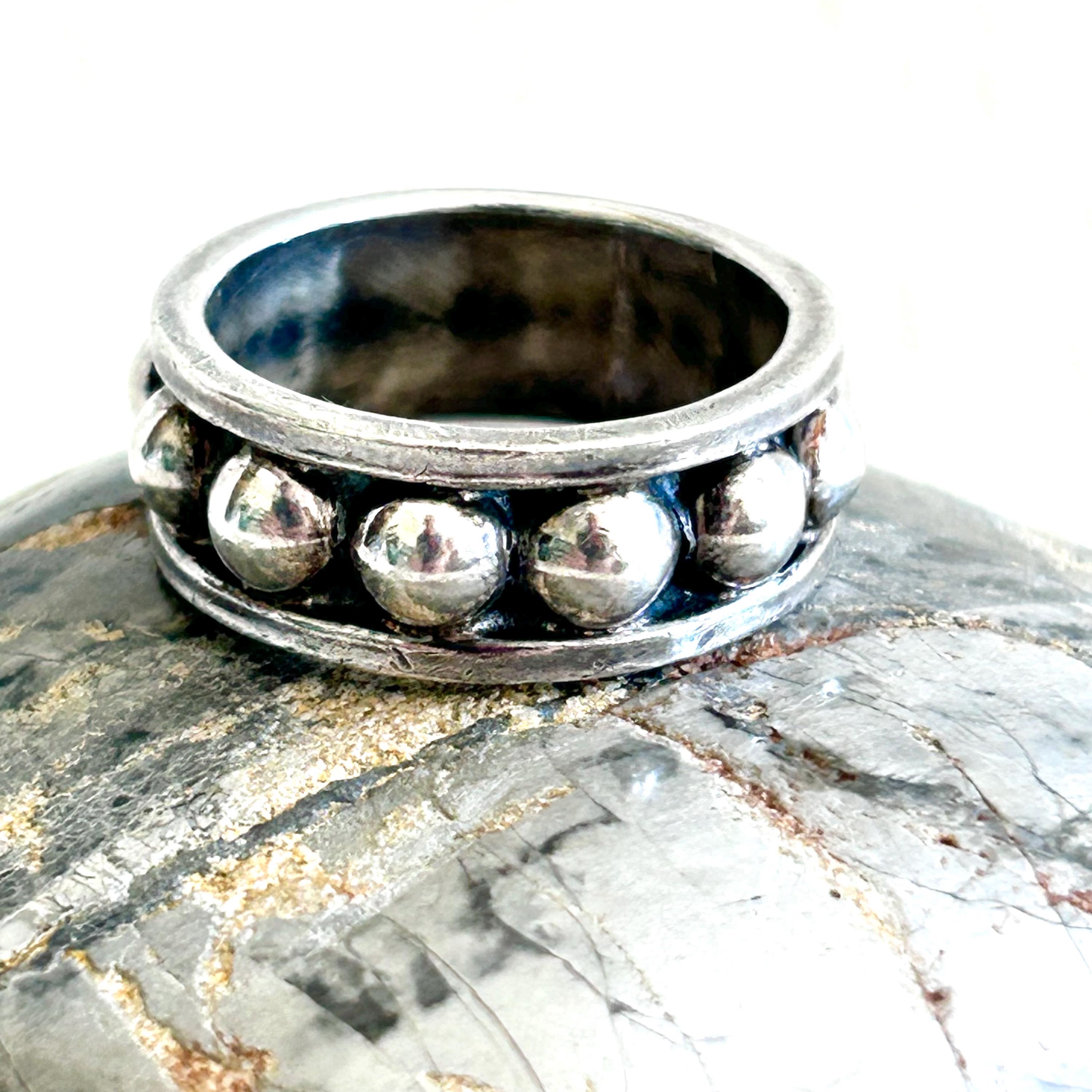 アクセサリー Vintage Silver Beaded Multi-Band Ring Ball Orb Ring Band Size 7.75 Vintage Mexican Sterling Silver - Etsy