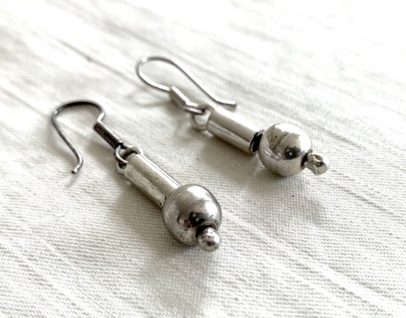 Mexican Ball Bead Earrings Sterling Silver Orb Cy… - image 1