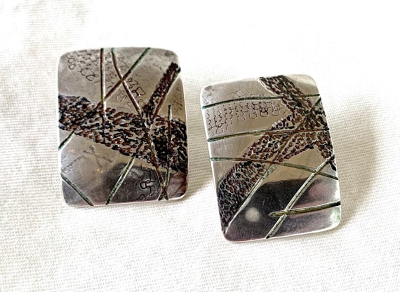 Textured Rectangle Post Earrings Abstract Southwe… - image 1