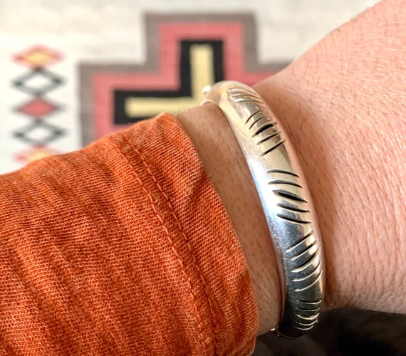 Mexico Sterling Silver Swage Bangle 8mm Mexico Sterling Silver