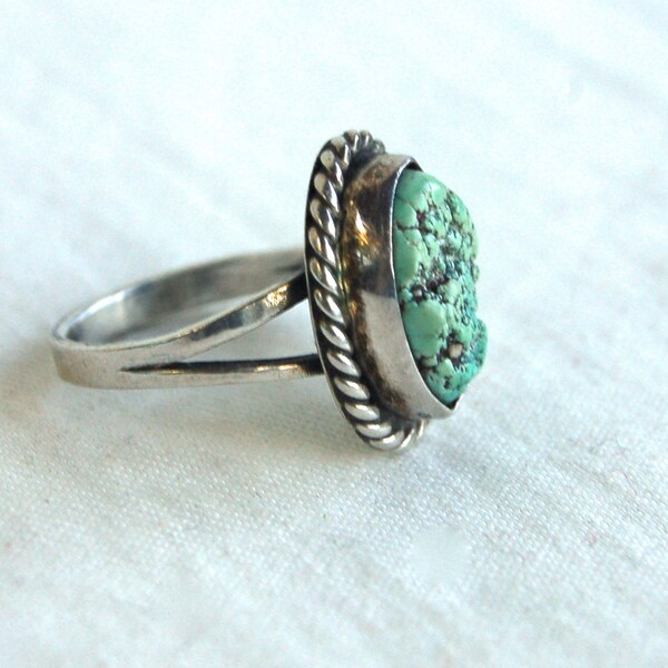 Turquoise Ring Size 6 Native American Sterling Silver Vintage Dry Creek Southwestern Jewelry