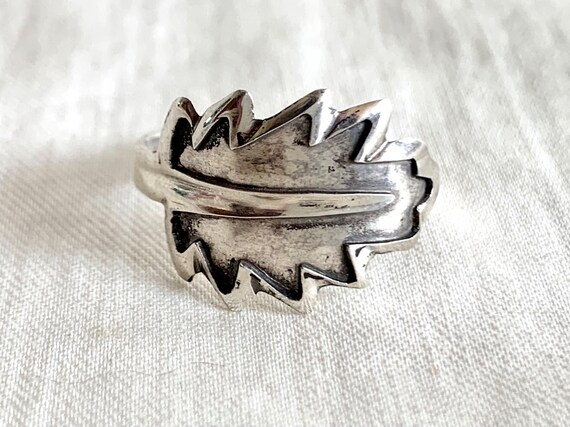 Mexican Leaf Ring Vintage Adjustable Sterling Sil… - image 6