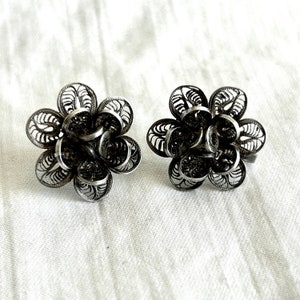 Mexicaanse filigraan oorbellen antiek sterlingzilver bloem rozen geschroefde bloemen