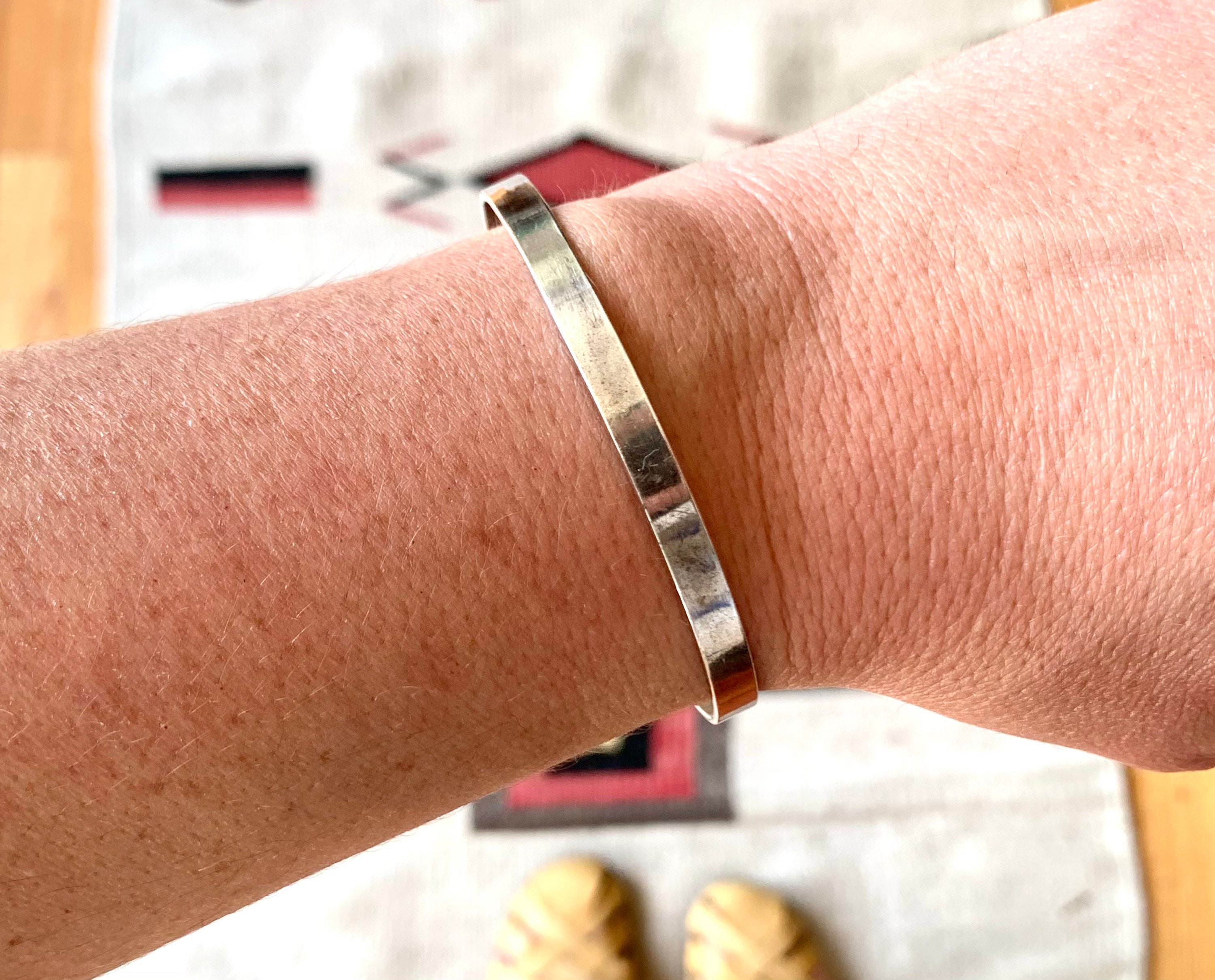Thin Bangle Bracelet Plain Sterling Silver Simple Jewelry Size 7