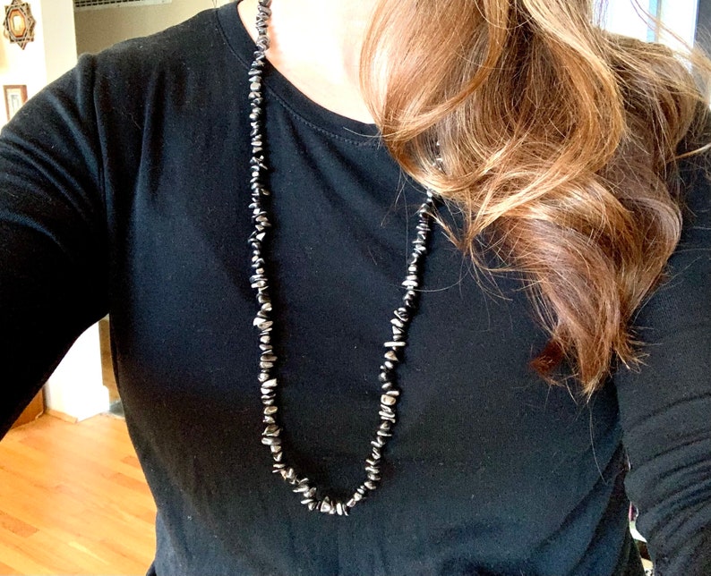Statement Fashion Jewellery Long 36" Black Hematite Chain with Large R... Sale Statement Fashion Jewellery Long 36" Black Hematite Chain with Large R... Sale