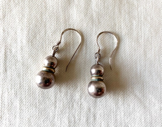 Mexican Ball Bead Earrings Sterling Silver Orb Dr… - image 6