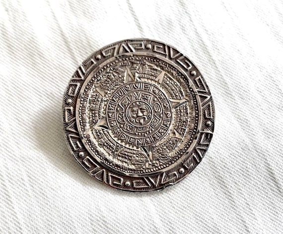 メキシコ　アステカカレンダー　ブローチネックレスsilver925 アステカ マヤ カレンダー ペンダント ブローチ メキシコ ラージ