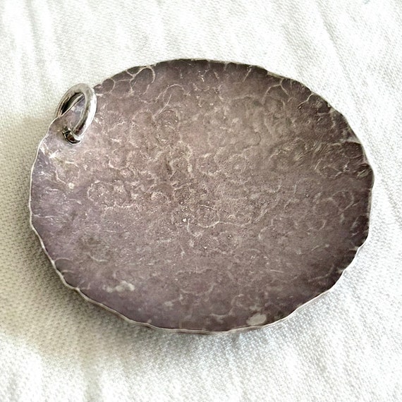 Handmade Moon Pendant Hammered Sterling Silver Di… - image 5