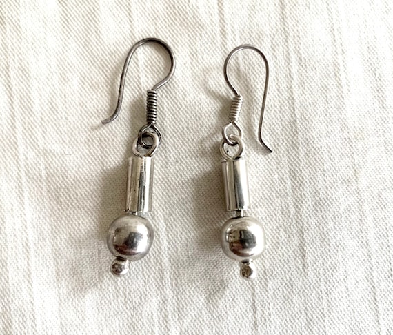 Mexican Ball Bead Earrings Sterling Silver Orb Cy… - image 2
