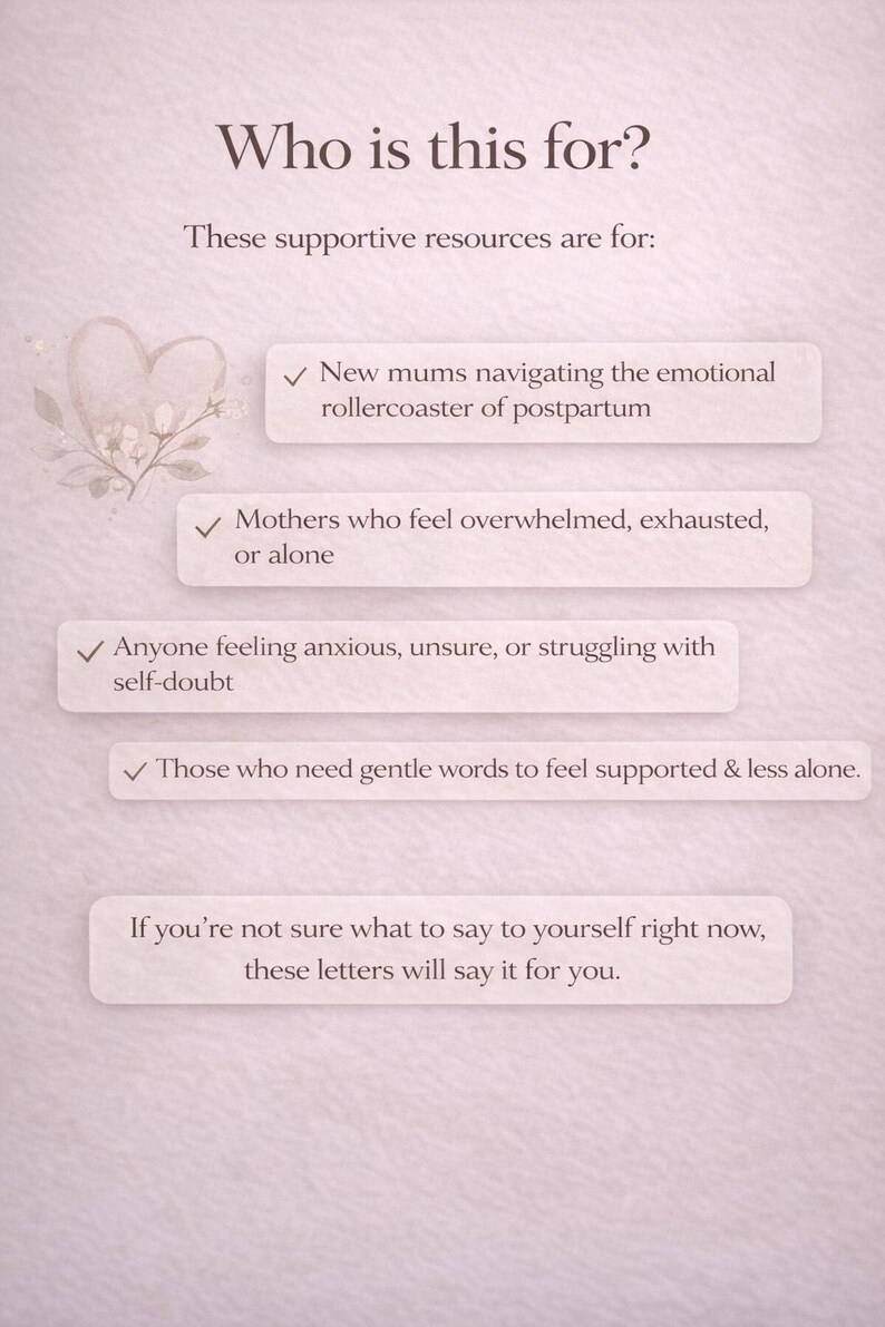 Postpartum Lettering Postpartum Comfort Letters Printable | Emotional Support for New Mums ...