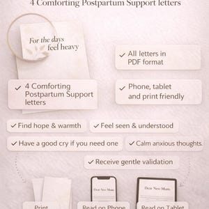Postpartum Lettering Postpartum Comfort Letters Printable | Emotional Support for New Mums ...