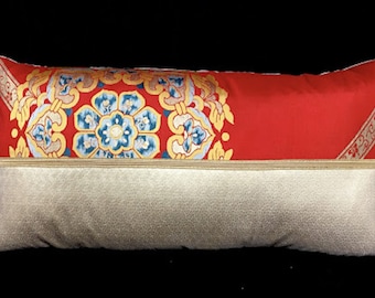 Decorative Pillow of Vintage Kimono Fabric