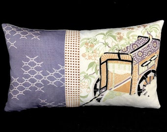 Decorative Pillow of Vintage Kimono Fabrics