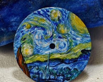 Mostrador de relógio "Noite Estrelada" pintado à mão • Mostrador artesanal personalizado (28,5 mm)