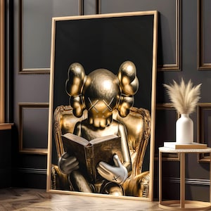 Póster minimalista negro de lujo, lámina de arte pop moderno, decoración de alta gama. imagen 1