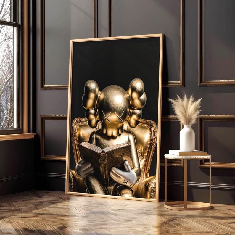 Póster minimalista negro de lujo, lámina de arte pop moderno, decoración de alta gama. imagen 1