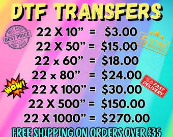 Custom DTF Transfers, Ready to Press, Gang Sheet