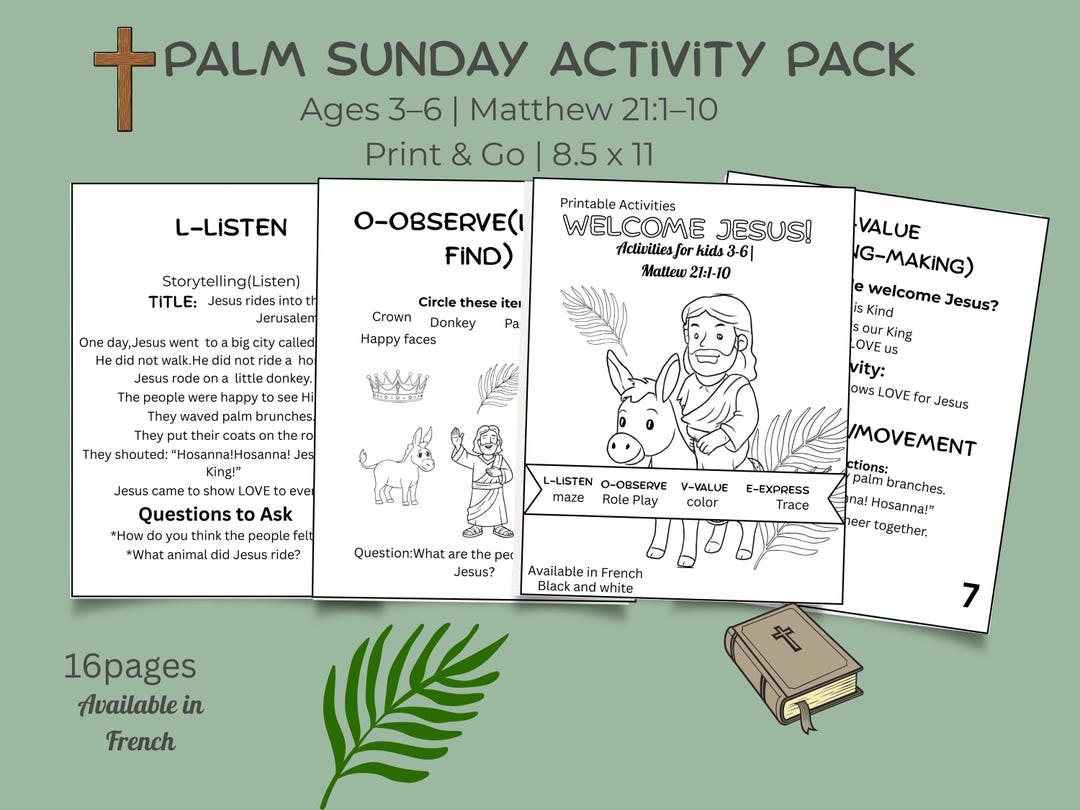 Palm Sunday Activity Pack for Kids | Bible Coloring & Games (digital ...