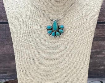 Handmade Sterling Silver Kingman Turquoise Necklace With Signed Nizhoni