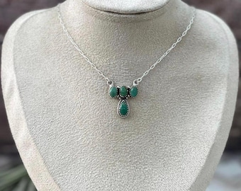 Handmade Sterling Silver Kingman Turquoise Necklace "Signed Nizhoni"